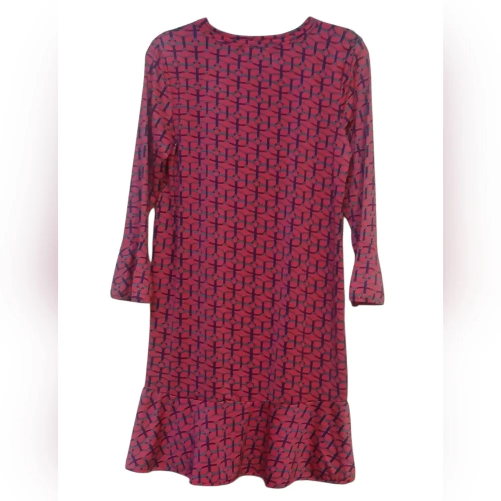 Buckhead Betties - NWT, Maze Runner Mandy Poly-Knit Shift Dress, Ruffled Bottom - Picture 10 of 11